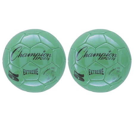 Champion Sports Extreme Soccer Ball, Size 5, Green, 2PK EX5GN